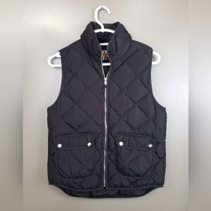 Woolrich Down Quilted Puffer Vest Women's Sz Small Black Pockets Full Zip Button